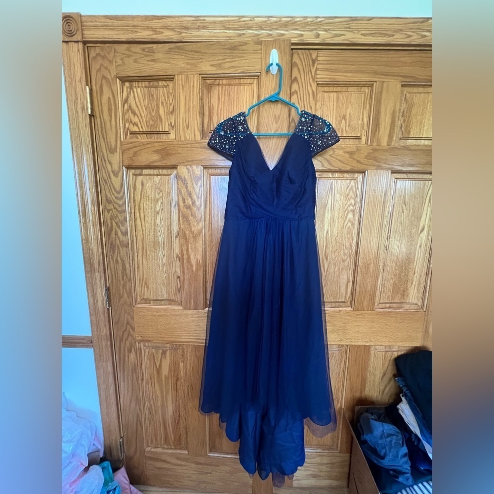 JJ's House - Elegant & Formal Navy Blue Hi Low Dress - Picture 2 of 15